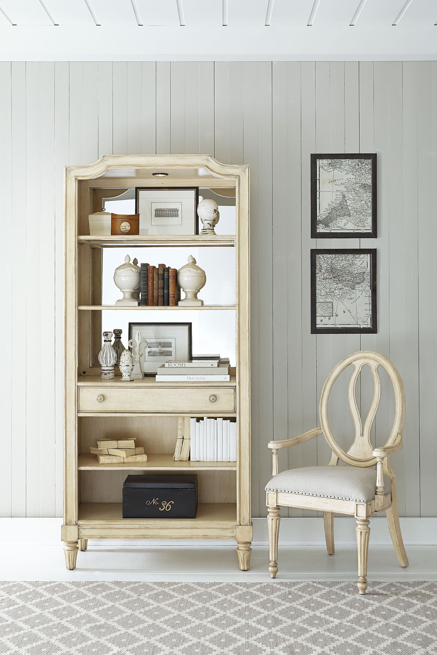 European Cottage Vintage White Bookcase from Stanley (0072518