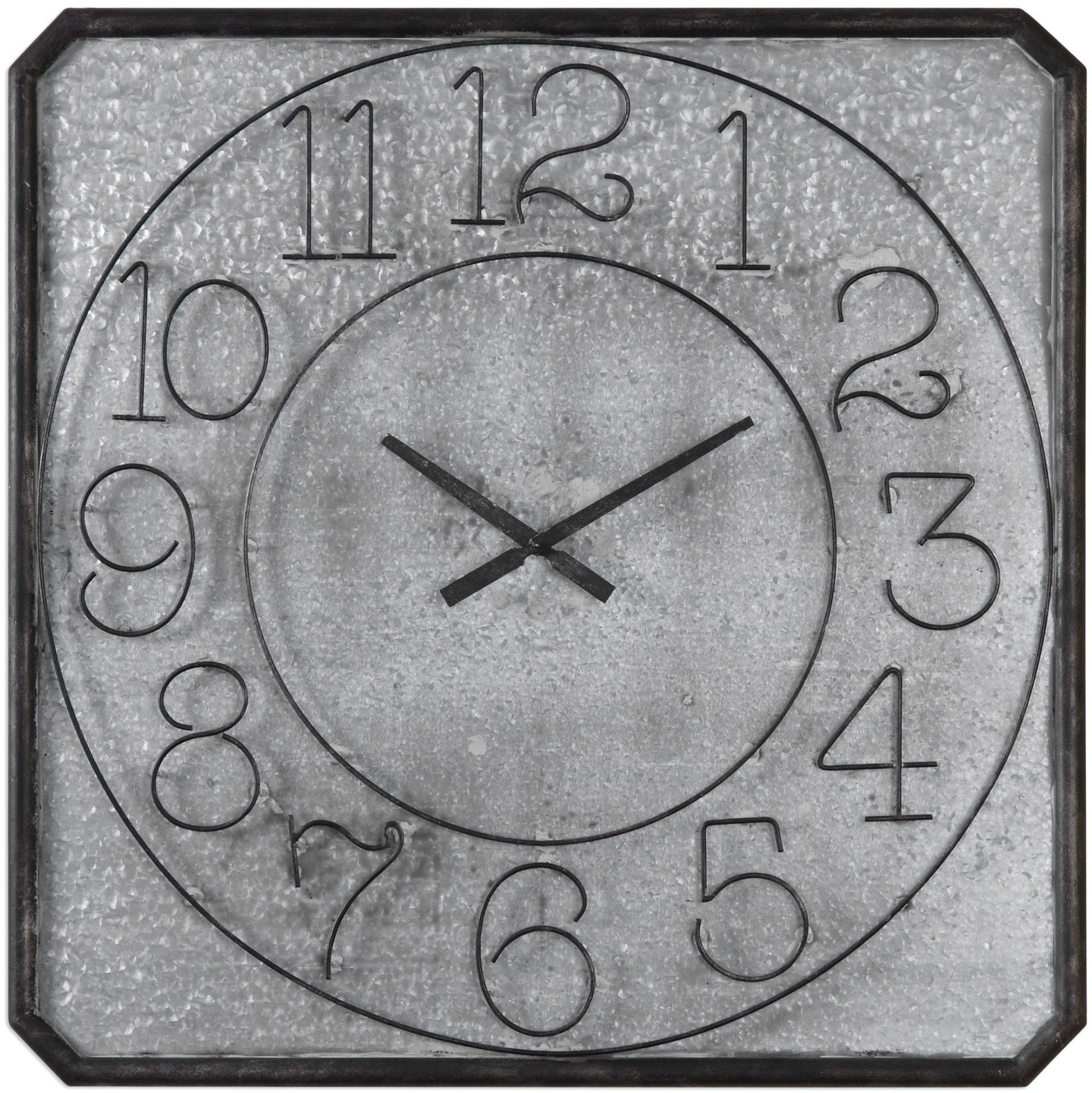 Dominic Gray Galvanized Metal Wall Clock, 06436, Uttermost