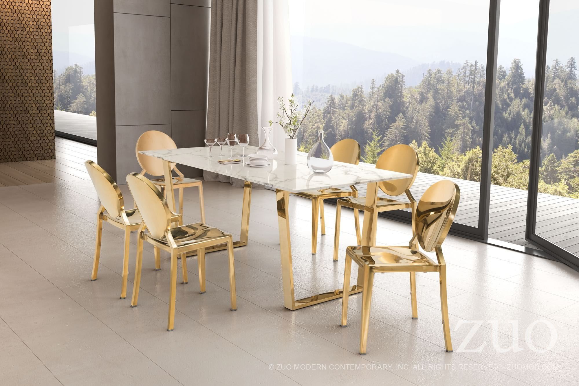 Atlas Stone and Gold Dining Table, 100652, Zuo Modern