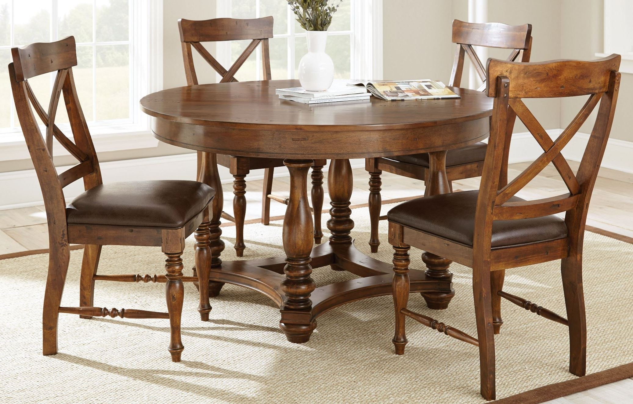 Wyndham Medium Cherry Round Dining Room Set from Steve Silver (WD540T
