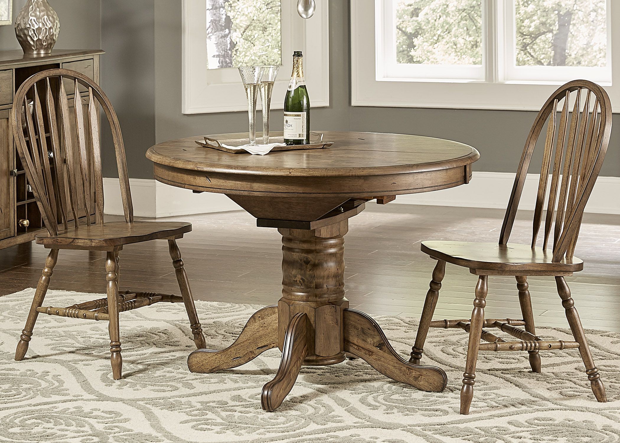 Carolina Crossing Antique Honey Oval Extendable Pedestal ...