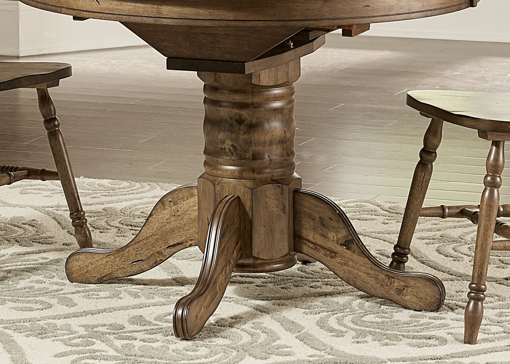 Carolina Crossing Antique Honey Oval Extendable Pedestal Dining Table