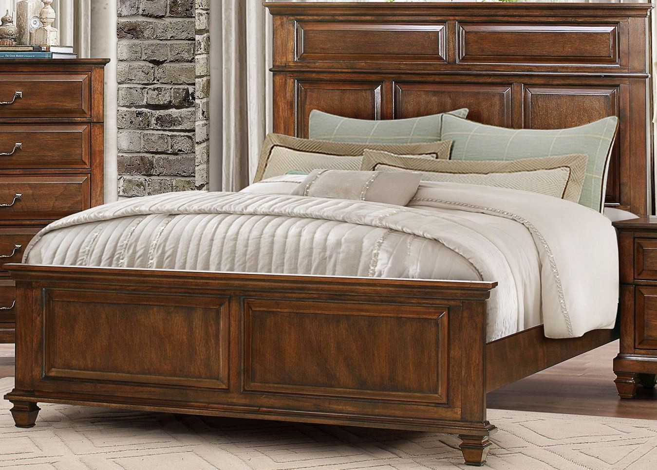 Bardwell Brown Cherry King Panel Bed from Homelegance (1870K1EK