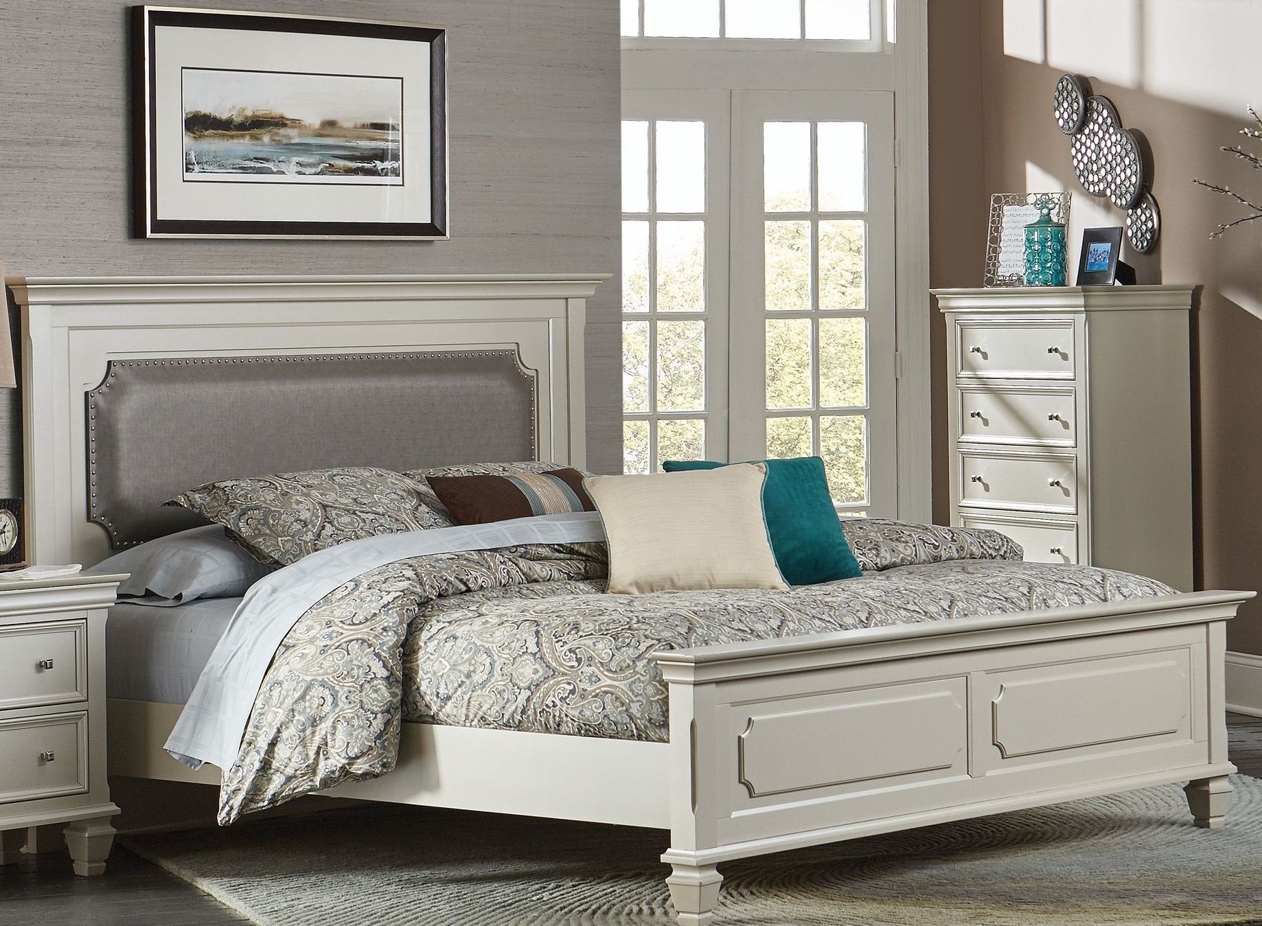 Odette Gold Cal. King Upholstered Panel Bed, 1937K-1CK ...