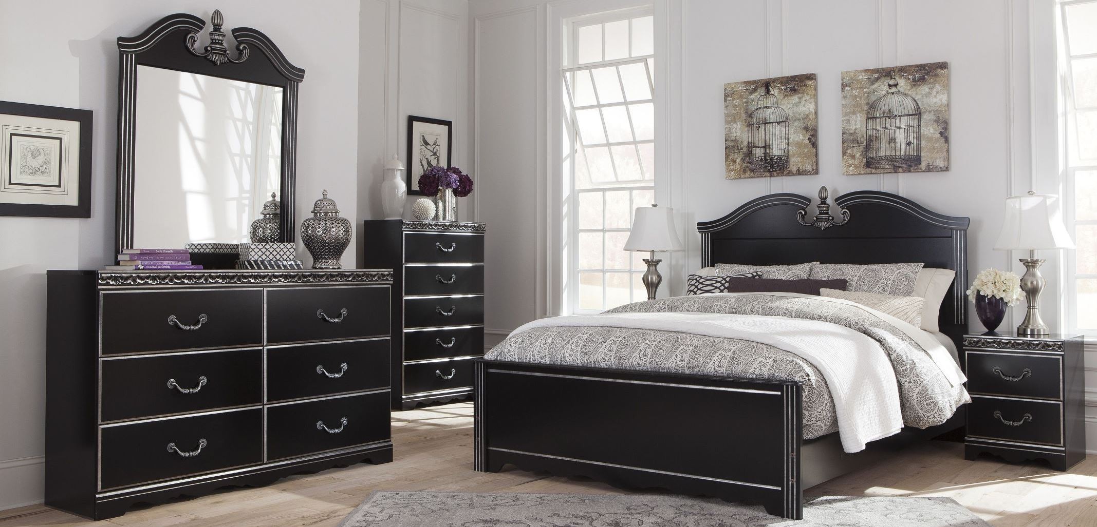 Navoni Black Panel Bedroom Set from Ashley (B301-54-57-96 ...