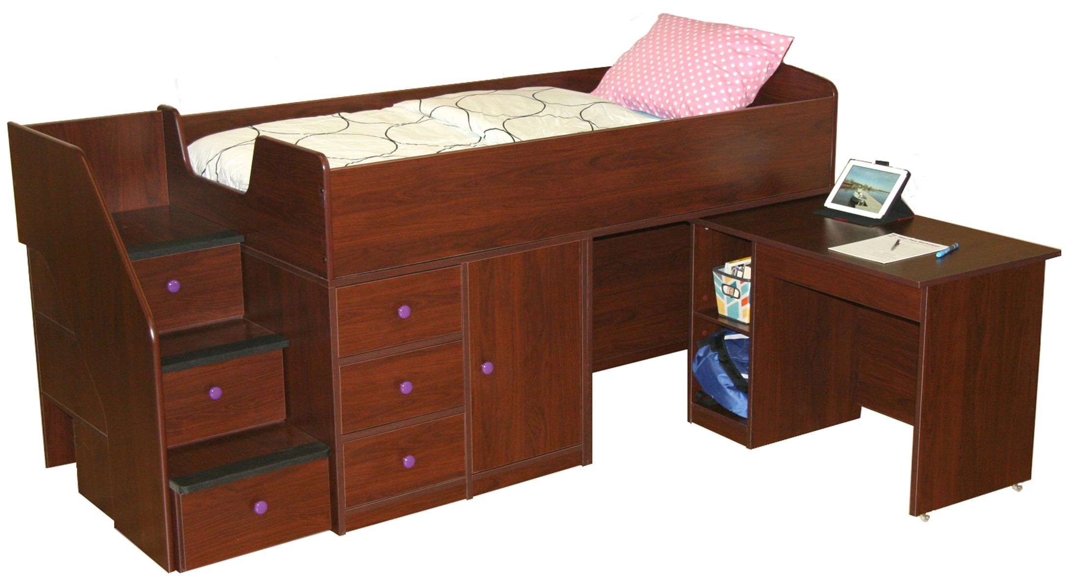 Captain's Twin Storage Bed with Hideaway Desk, 22721, Berg