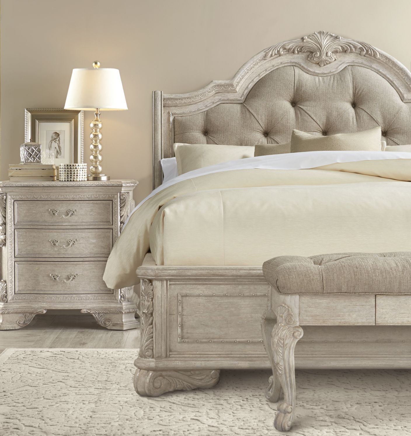 Renaissance Dove Grey King Sleigh Upholstered Bed from ART (2431262617