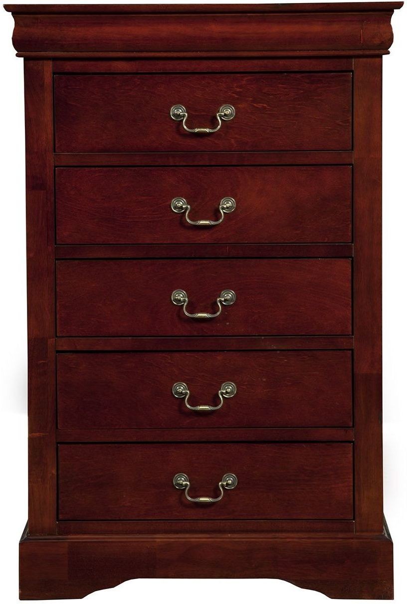 Louis Philippe II Cherry 5 Drawer Tallboy Chest, 2704, Alpine