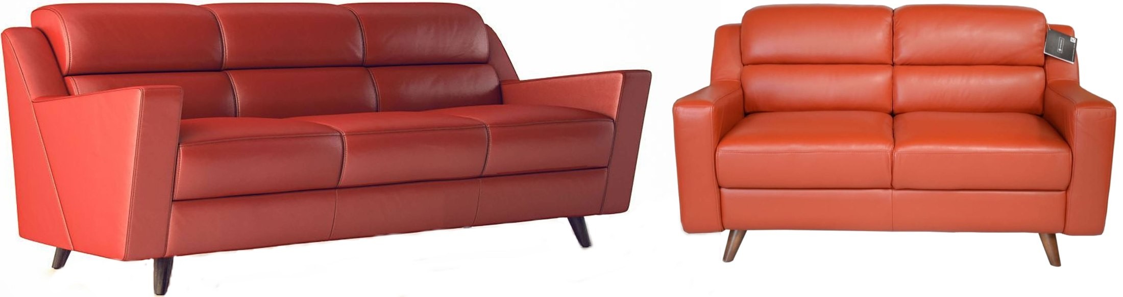 Lucia Brick Red Leather Sofa, 35803B1349, Moroni