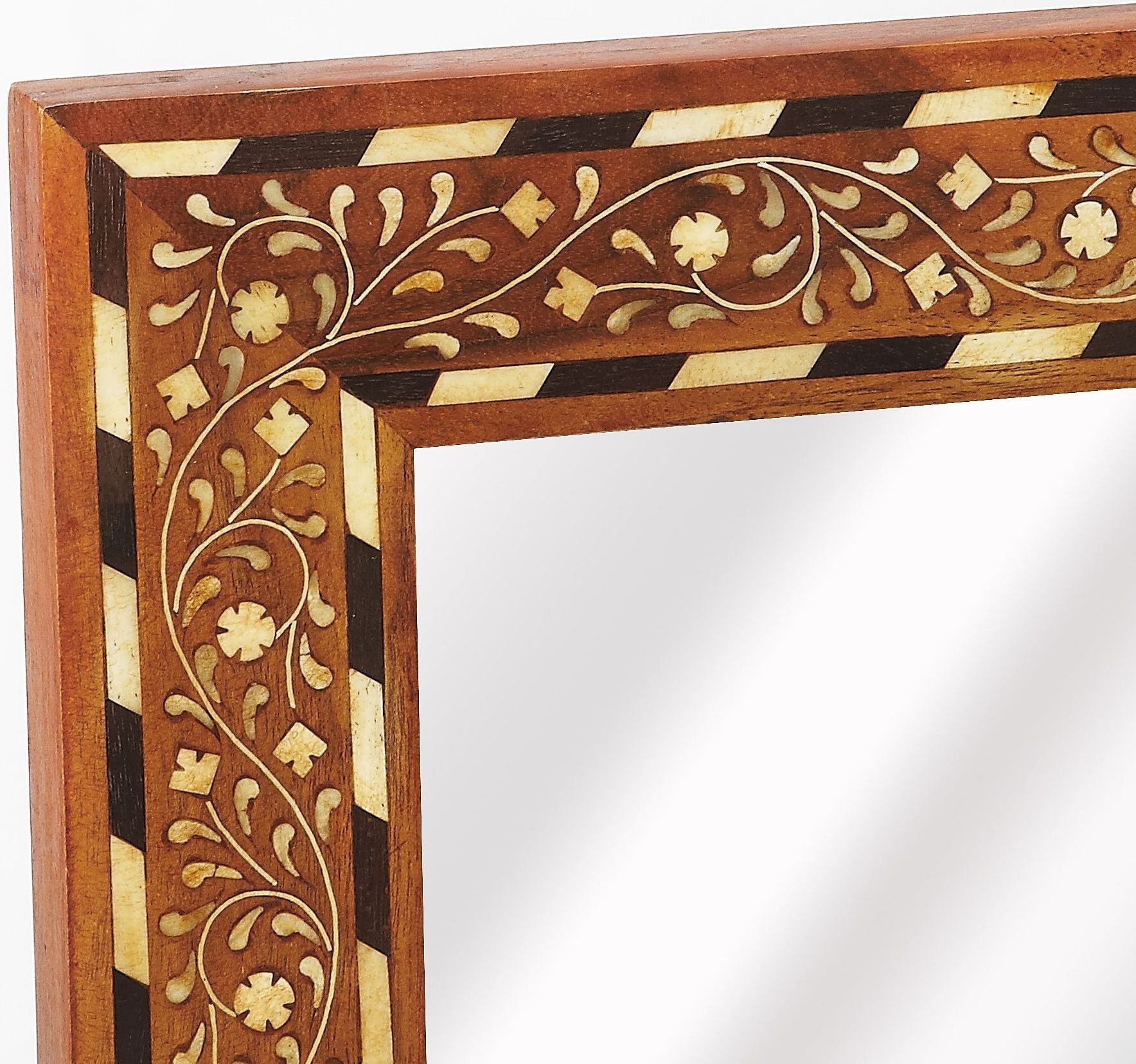 Bone Inlay Chevrier Wood and Bone Inlay Wall Mirror, 3832338, Butler