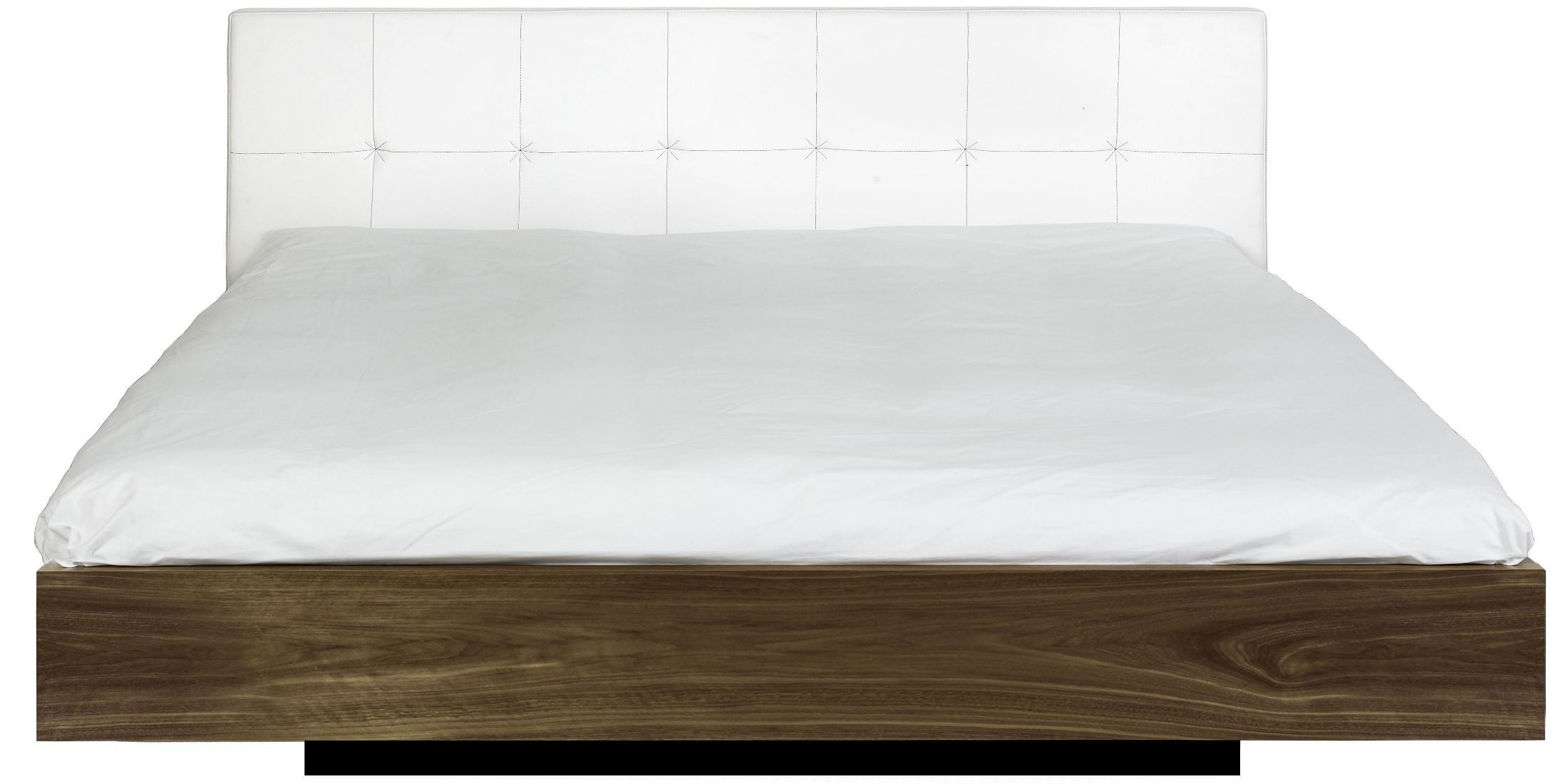 Float White Leather Walnut King Platform Bed, 9500.758393, Tema Home