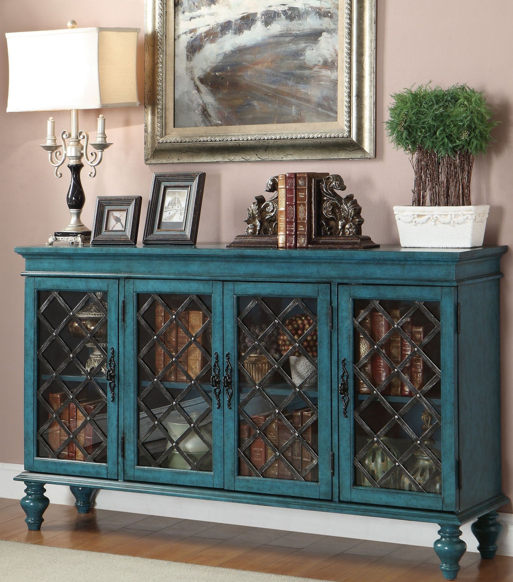 Hopkins Teal Blue Media Credenza, 61600, Coast to Coast