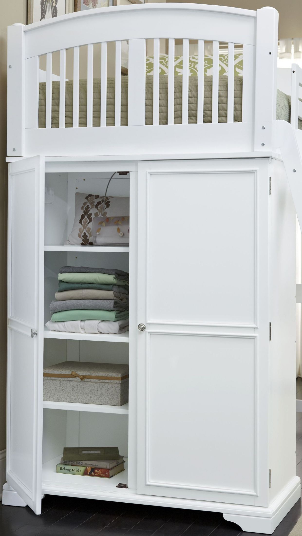 Walnut Street White Locker Twin Loft Bed With Desk, 8060ND, NE Kids