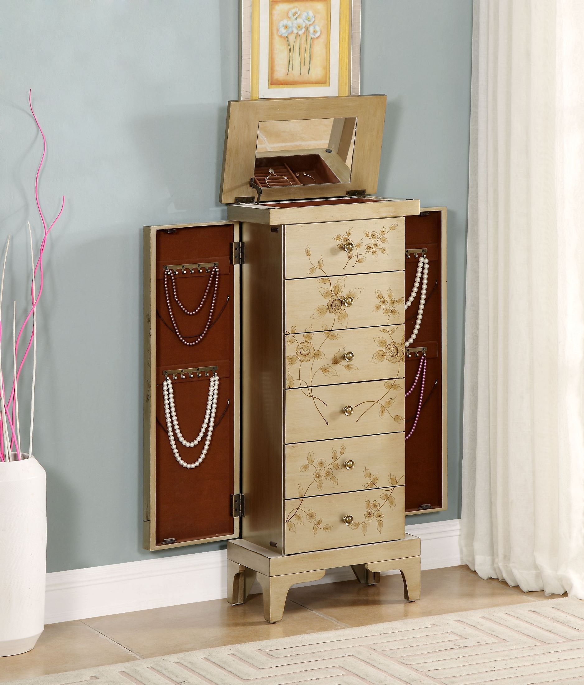 Rio Metallic Gold Jewelry Armoire, 91791, Coast to Coast