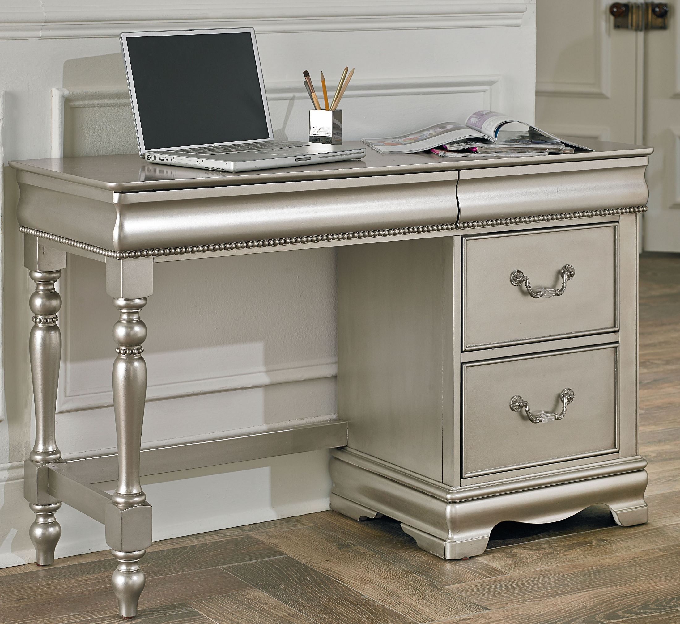 Jessica Silver Posh Silver Writing Desk, 93599, Standard Furniture