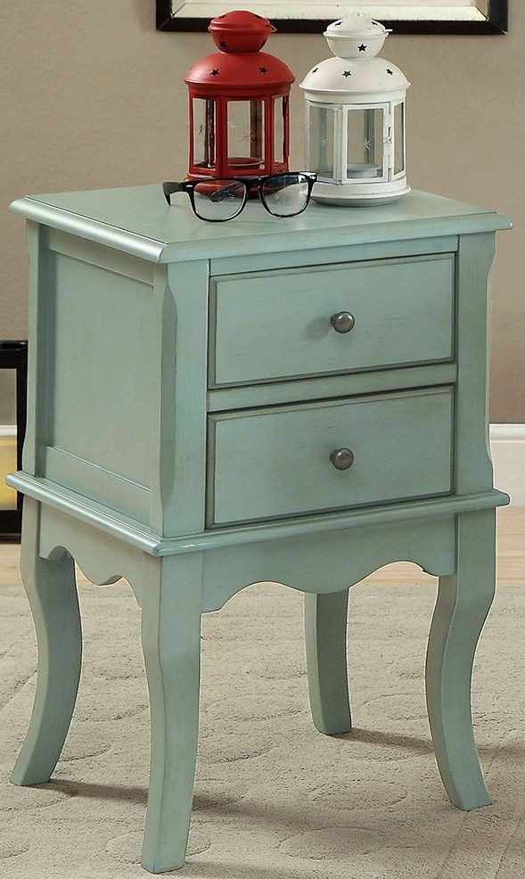 Delia Antique Teal Side Table, CMAC161TL, Furniture of America