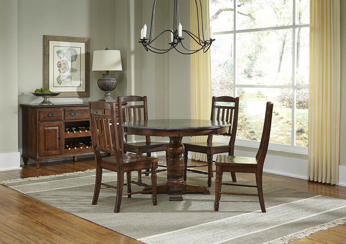 Andover 46" Antique Cherry Round Adjustable Height Dining Room Set
