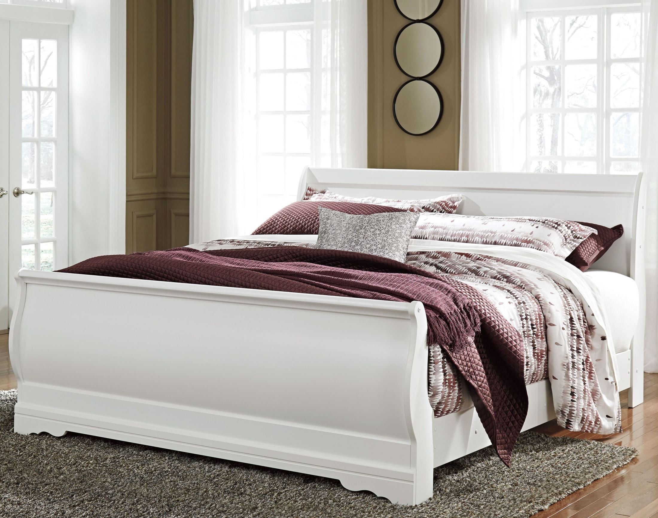 Anarasia White King Sleigh Bed, B129787697, Ashley