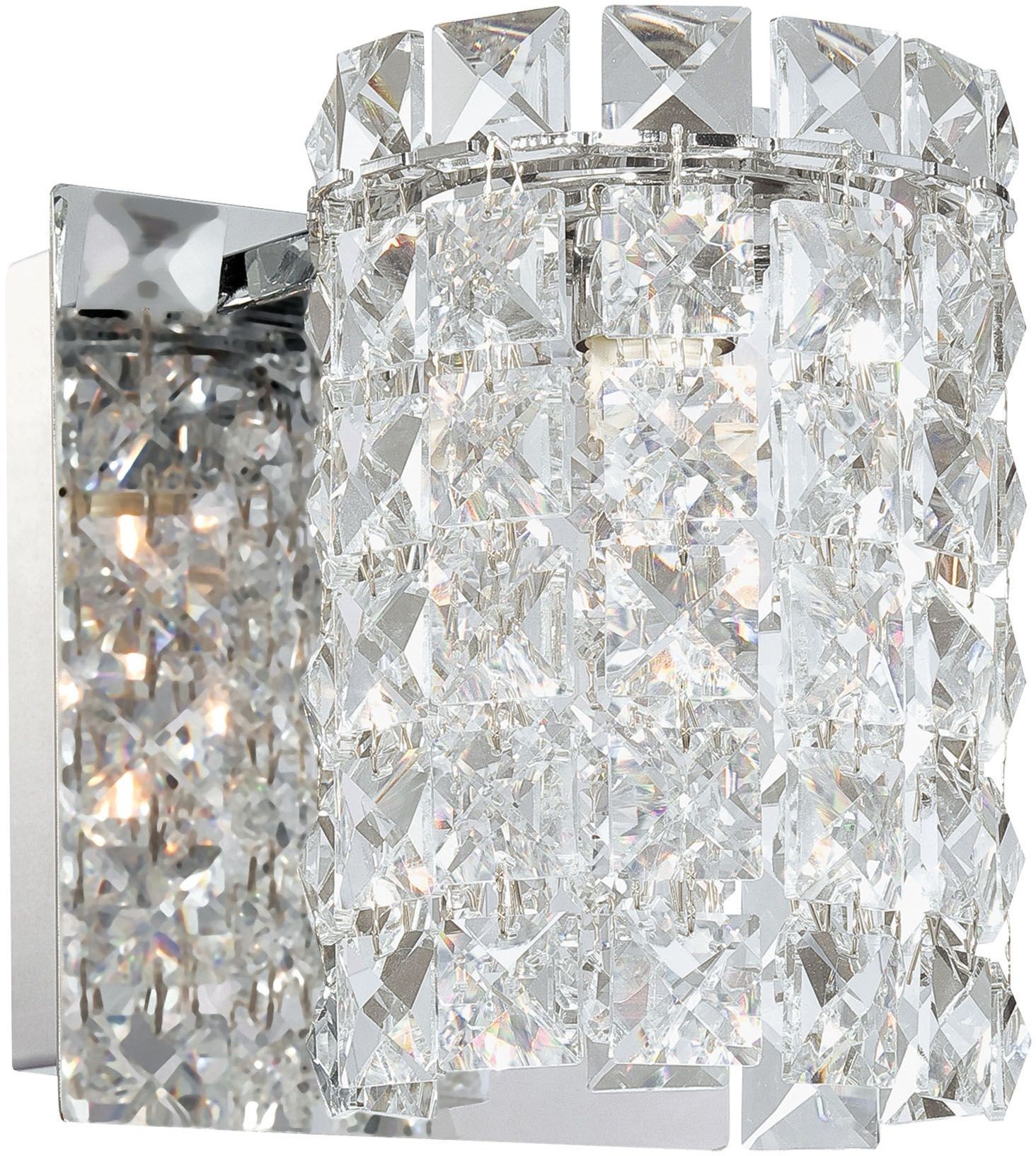 Queen 1 Chrome And Clear Crystal Glass Light Vanity, BV1301-0-15, Alico