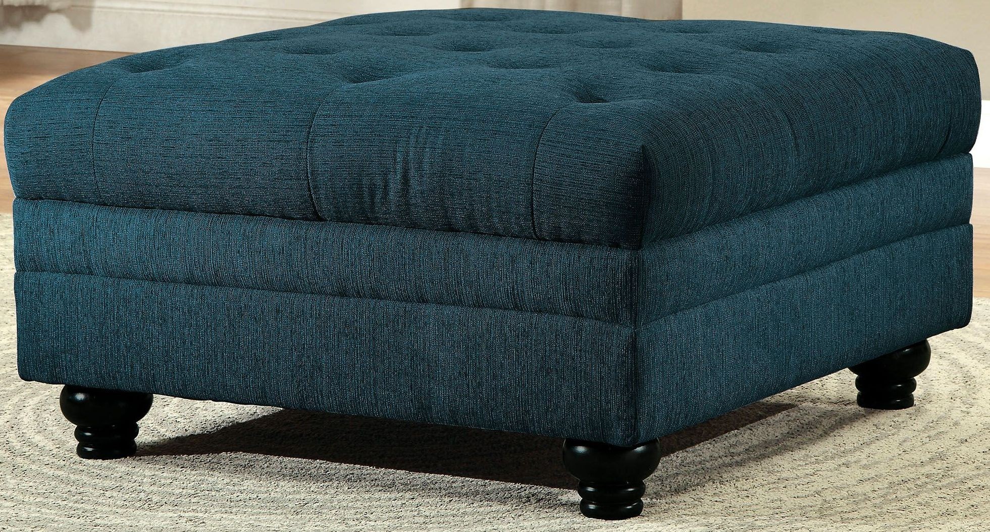 Stanford Ii Dark Teal Fabric Ottoman, CM6270TL-OT, Furniture of America