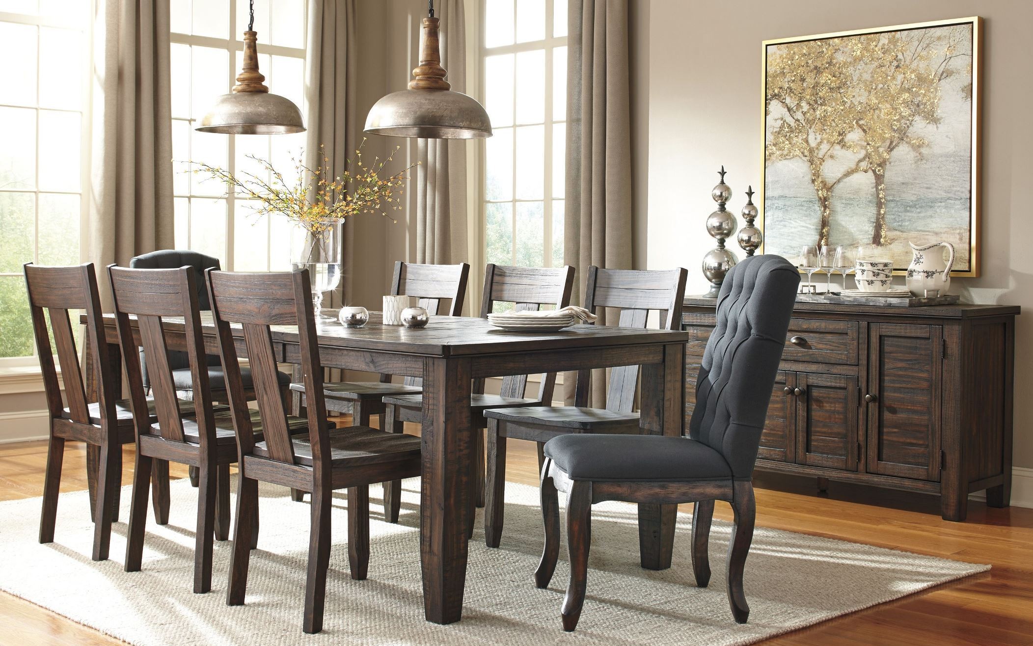 Trudell Dark Brown Rectangular Extendable Dining Room Set from Ashley