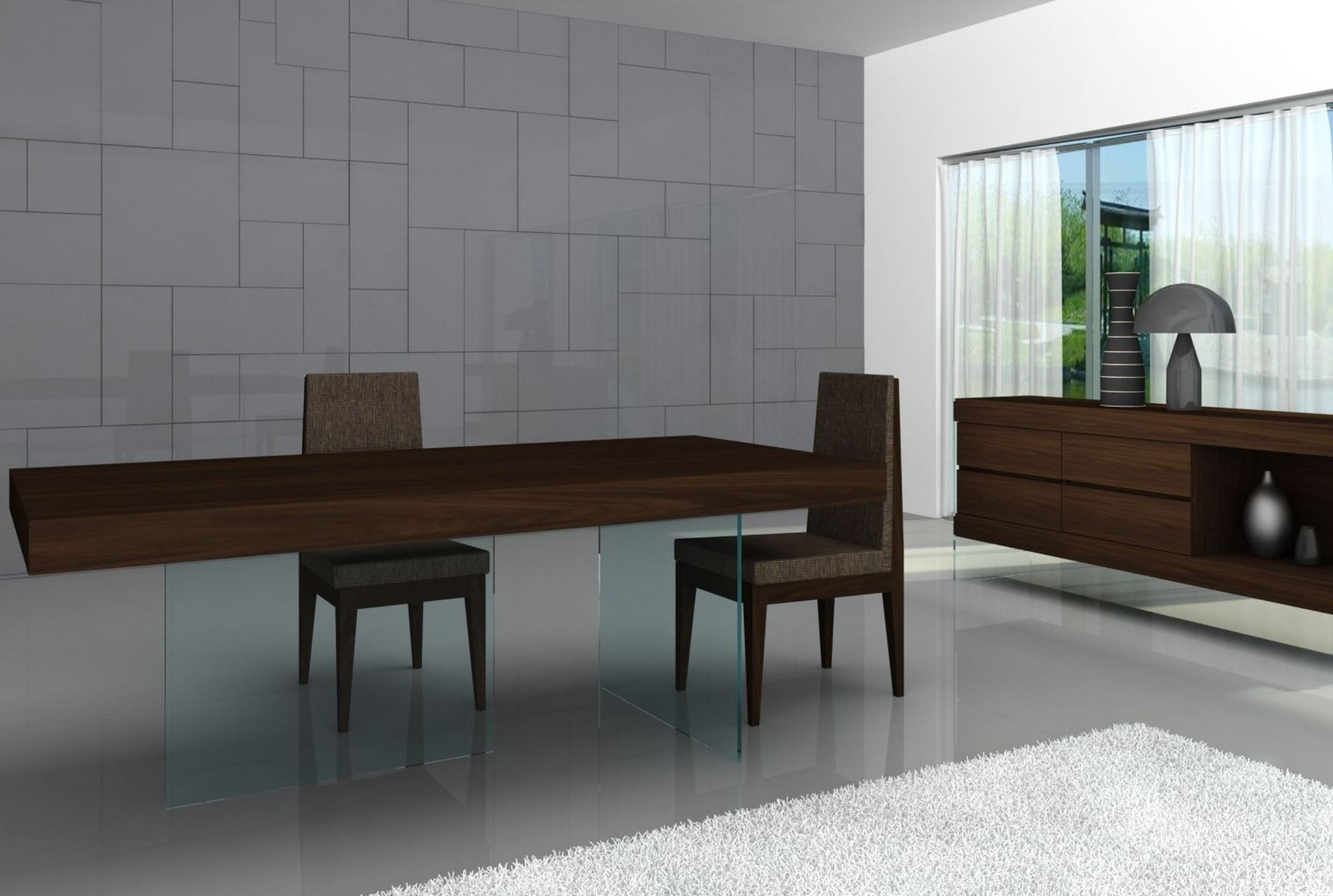 Float Timber Chocolate Modern Rectangular Dining Room Set