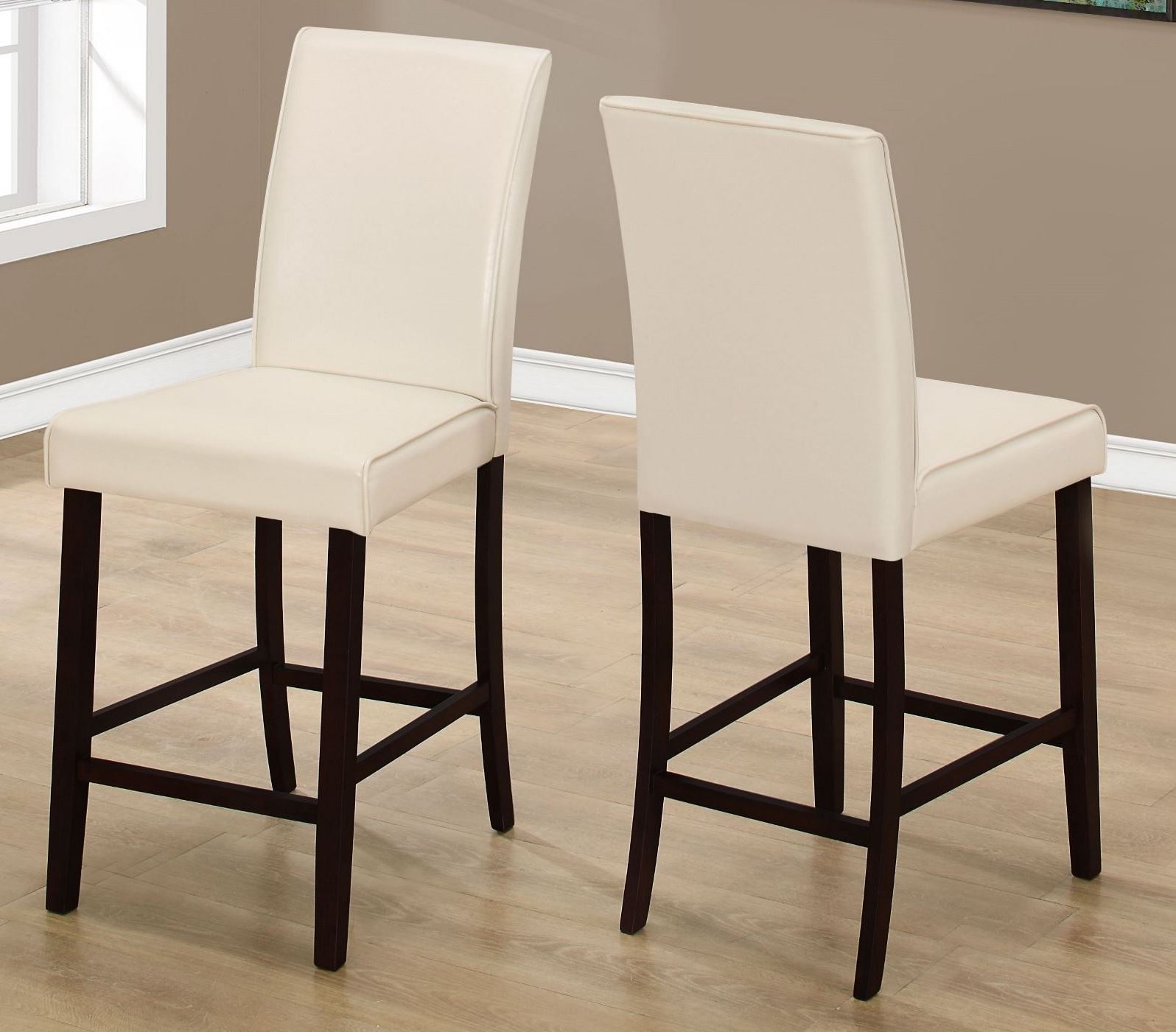 Ivory Leather Counter Height Dining Chair Set Of 2 1903