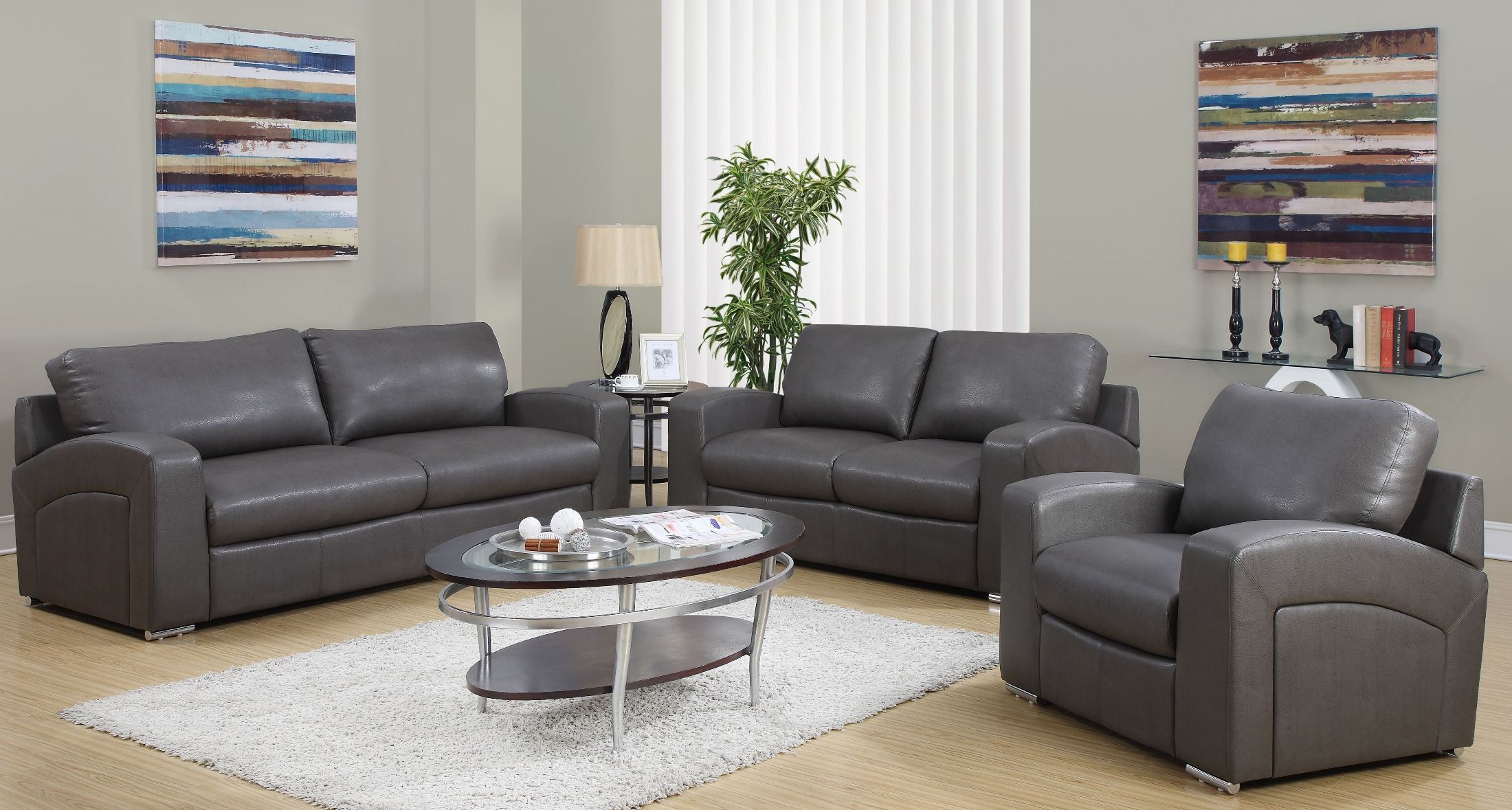 Charcoal Gray Match Living Room Set from Monarch (8503GY) | Coleman