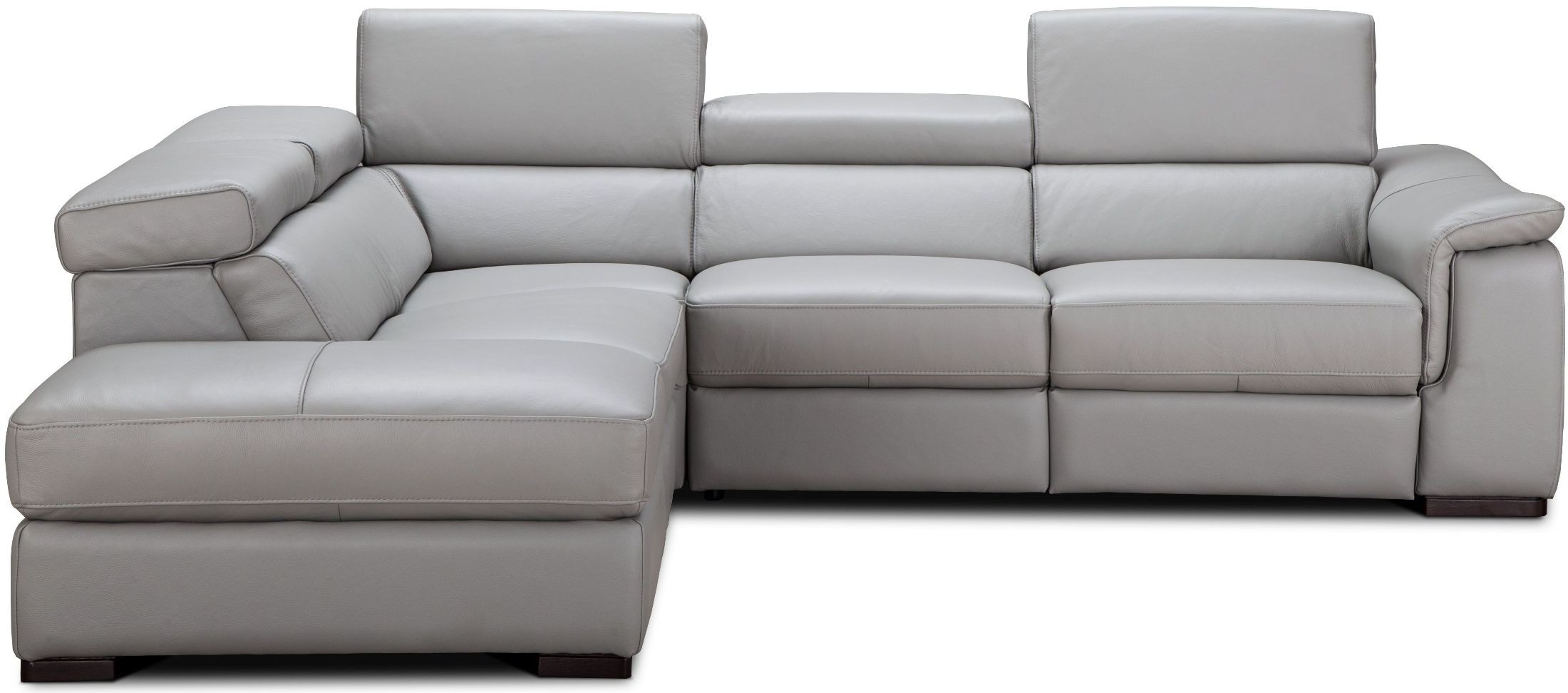 Perla Light Gray Premium Leather Power Reclining LAF Sectional, 18231