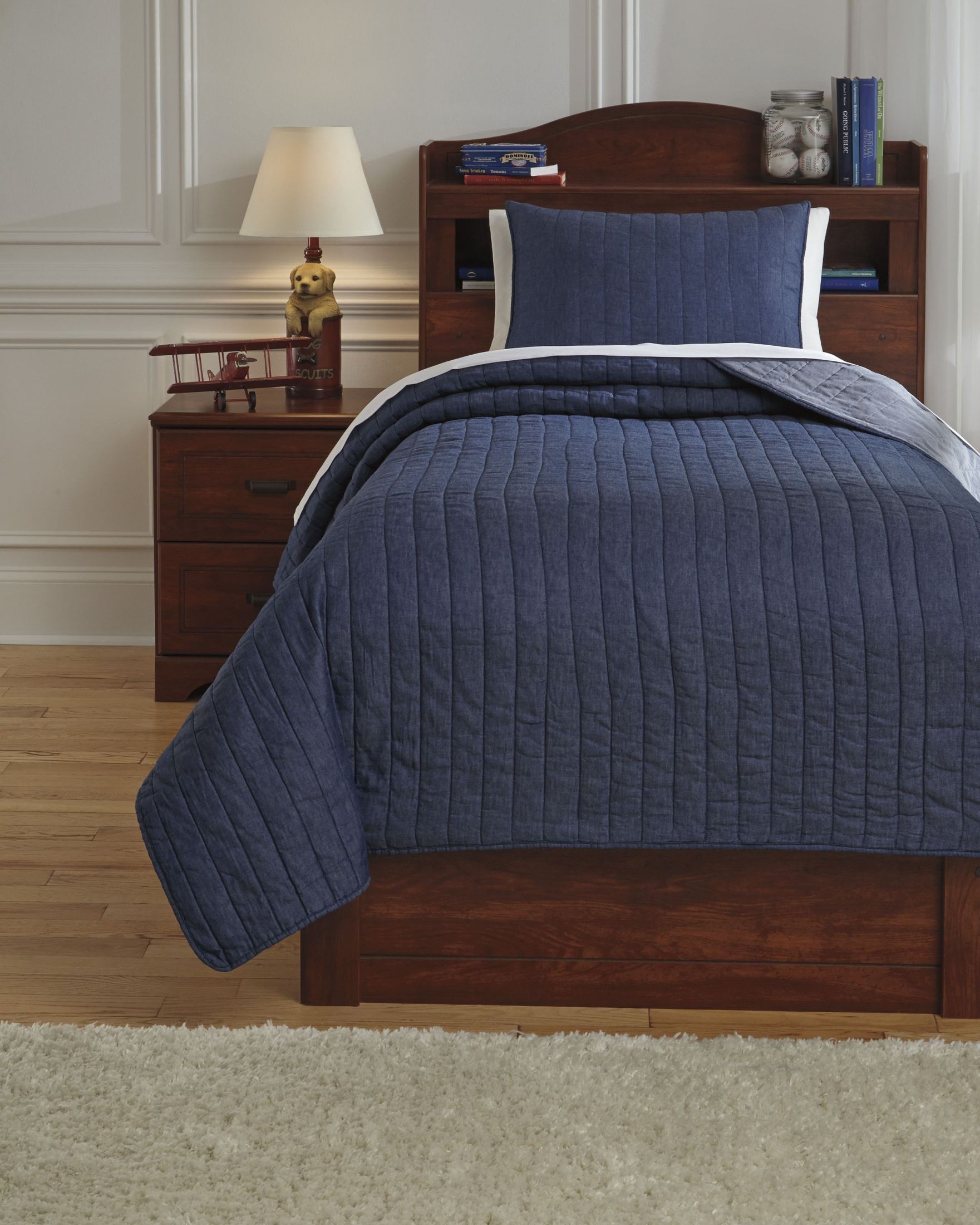 Capella Denim Twin Quilt Set from Ashley (Q771001T) Coleman Furniture