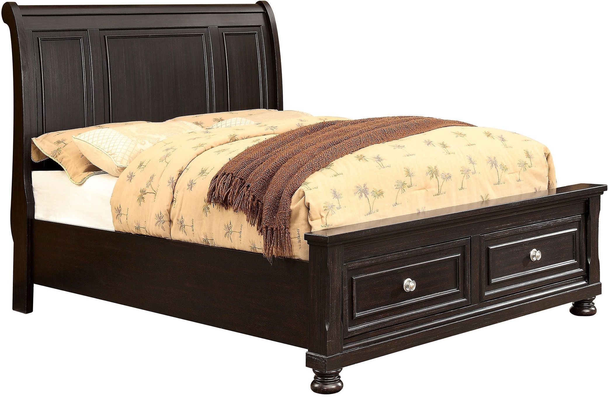 Argusville Espresso King Sleigh Storage Bed, CM7381EK, Furniture of America