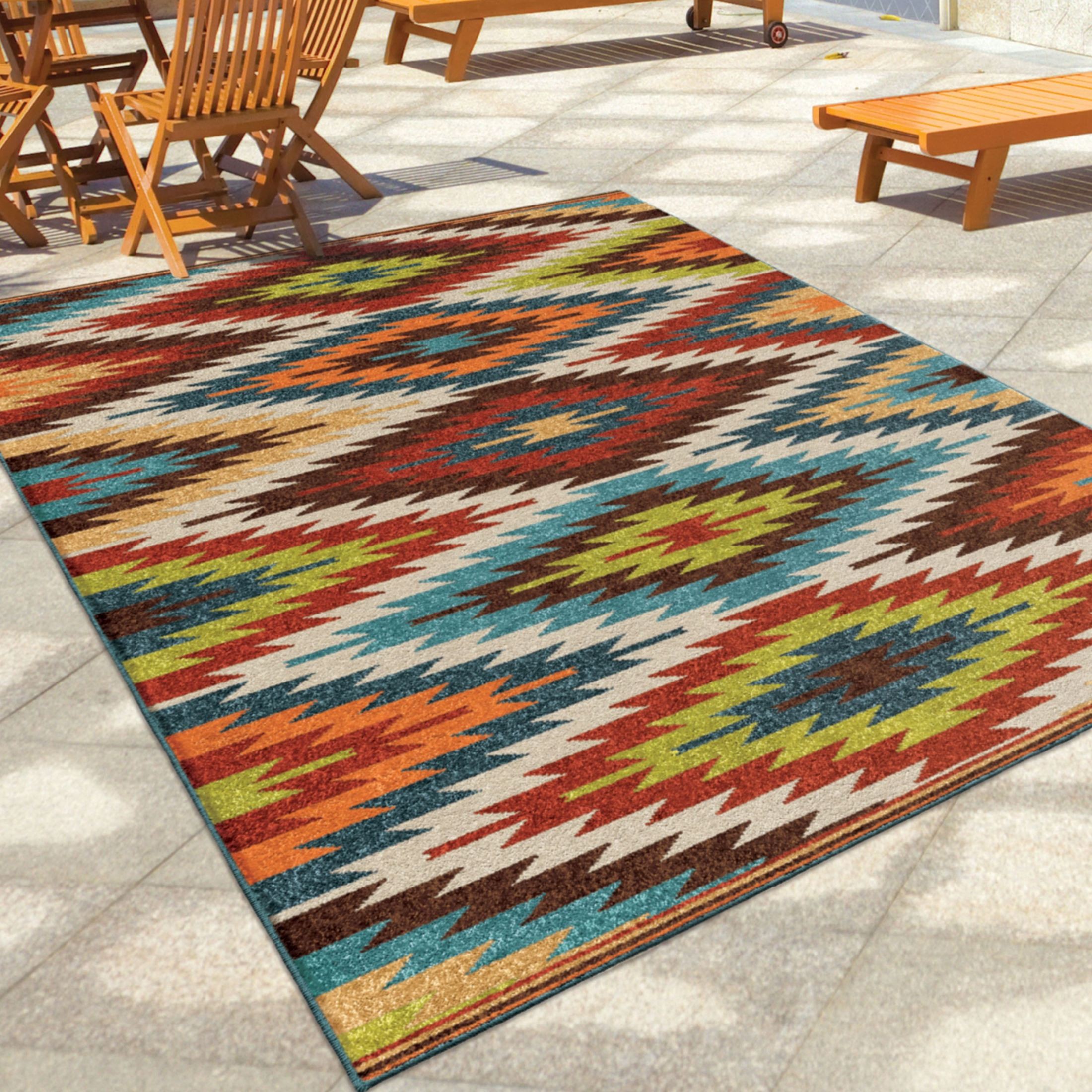 Orian Rugs Indoor/Outdoor Aztec Sedona Multi Area Small Rug, 2362 5x8