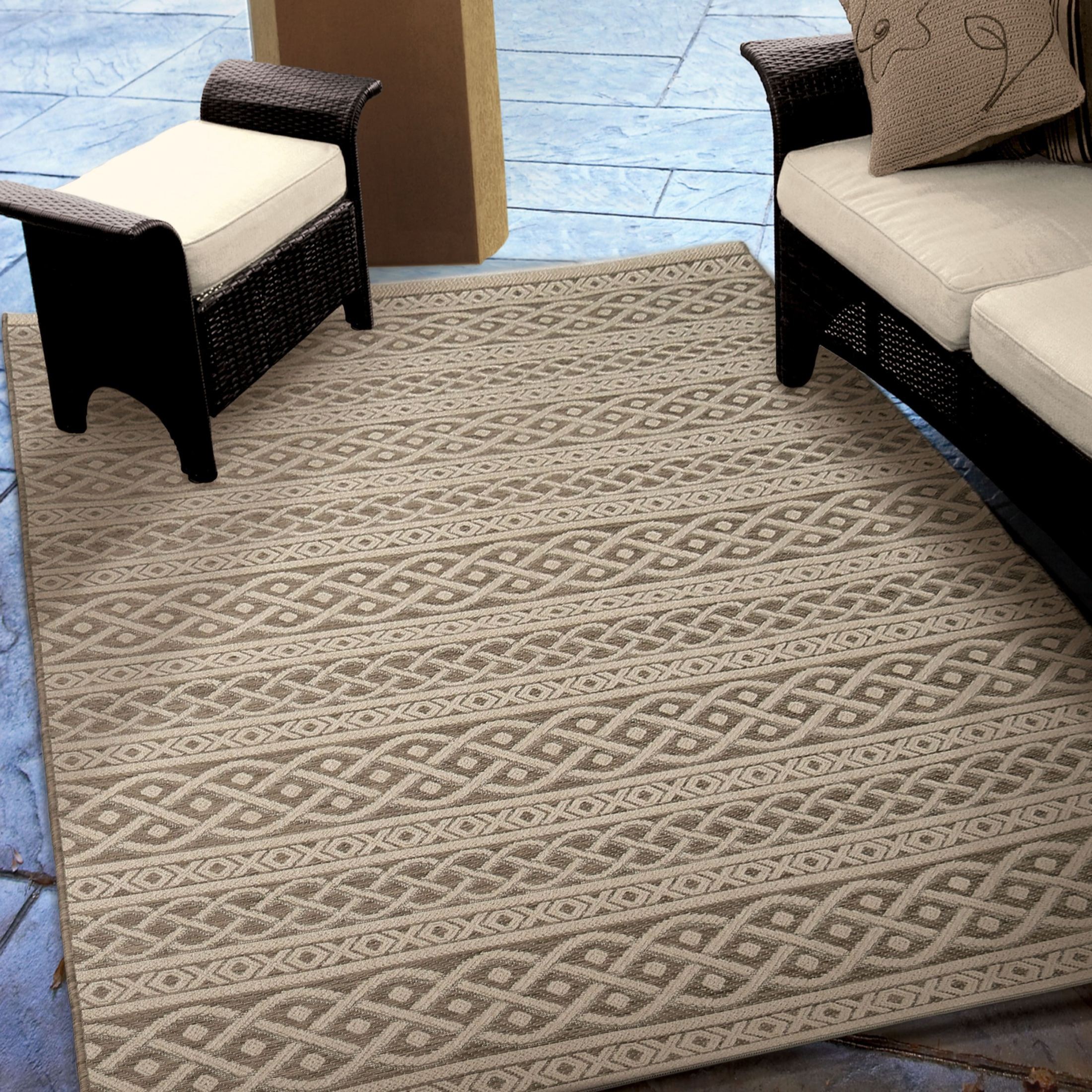 Orian Rugs Indoor/ Outdoor Knit Organic Cable tan Area Large Rug, 3901