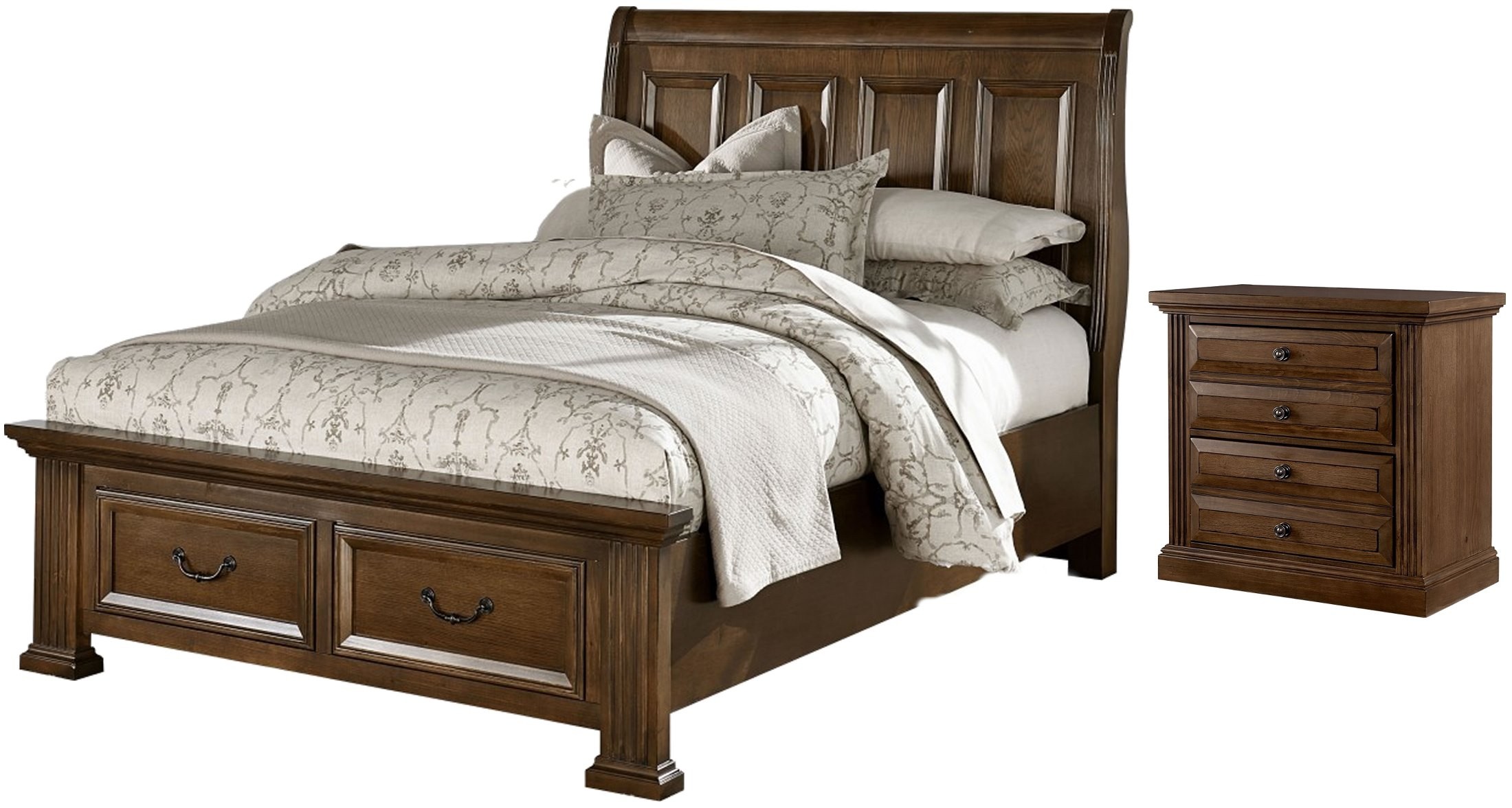 Woodlands Cherry Queen Sleigh Storage Bed, BB98553050B502555T