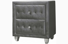 Deanna Grey Velvet With Metallic Legs Queen Platform Bed Deanna Grey Velvet With Metallic Legs Queen Platform Bed
