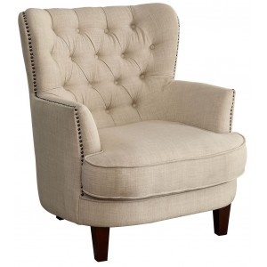 French Script Pattern Accent Chair with Ottoman from ...