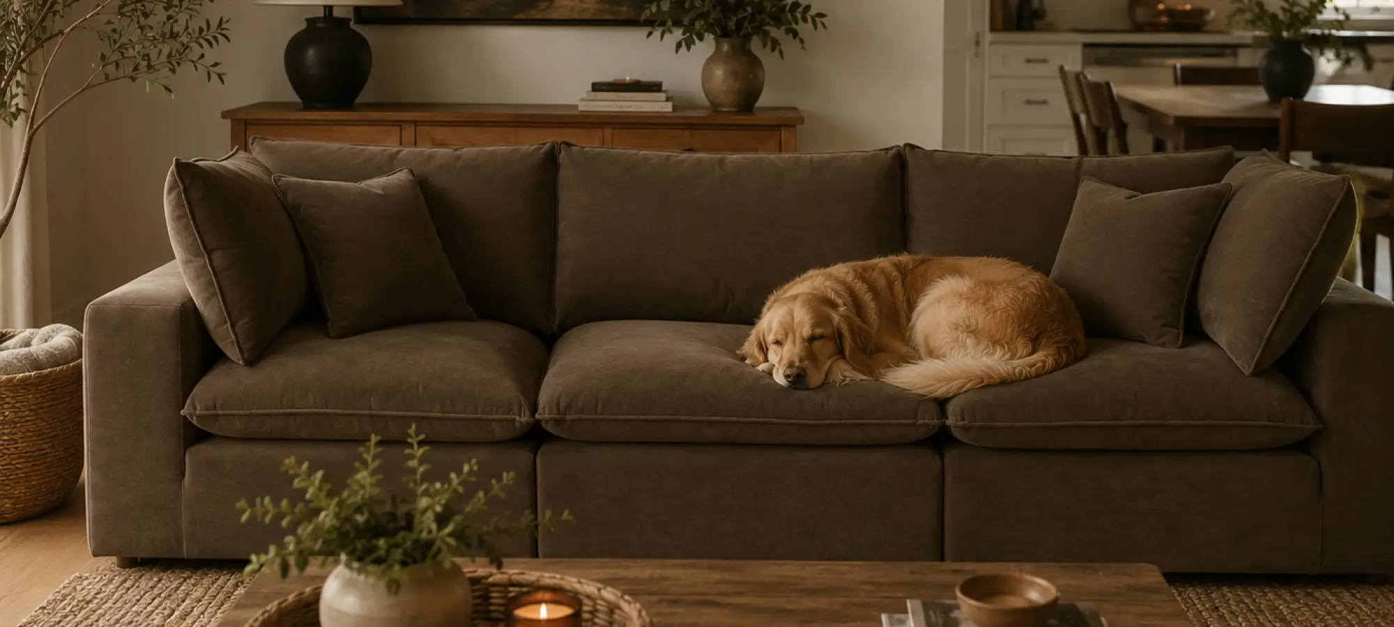 Pets and kids on couch