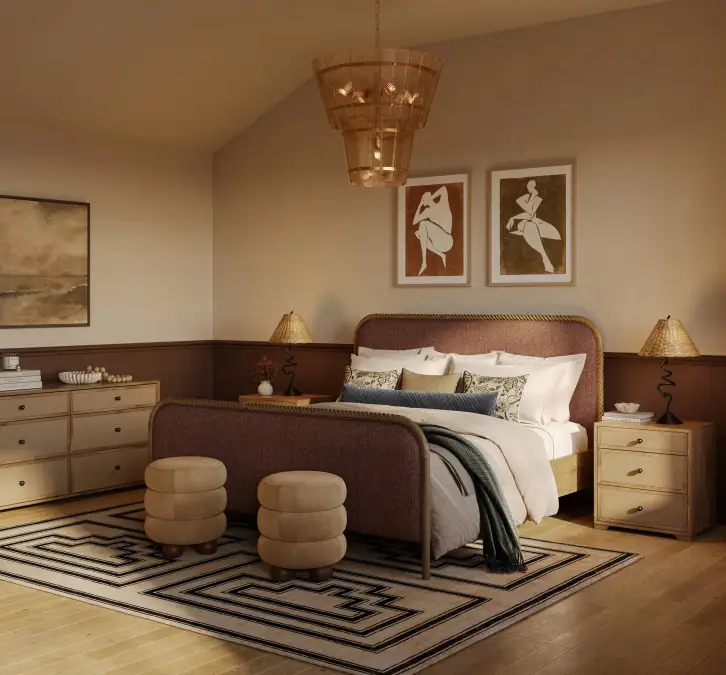 Build a cohesive color palette that sets the room's mood