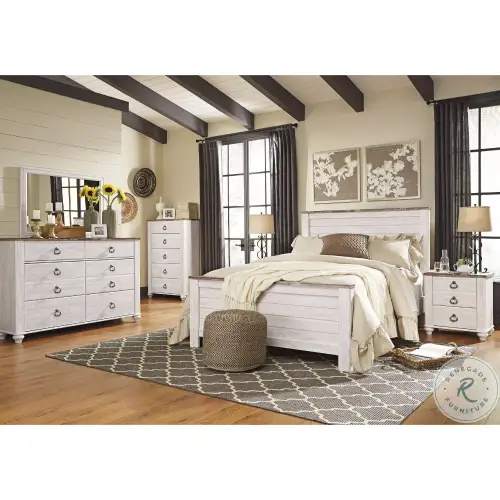 Willowton Whitewash Panel Bedroom Set