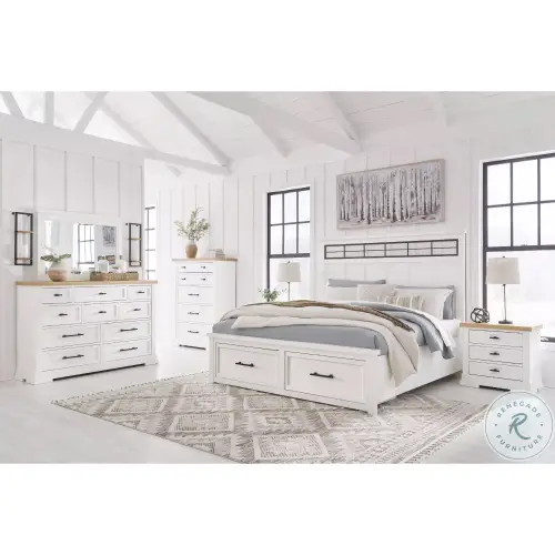 Ashbryn White and Natural Panel Storage Bedroom Set