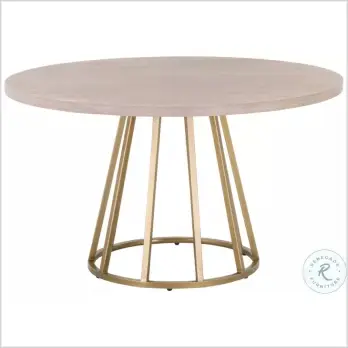 Turino Natural Gray and Brushed Gold 54 Round Dining Table