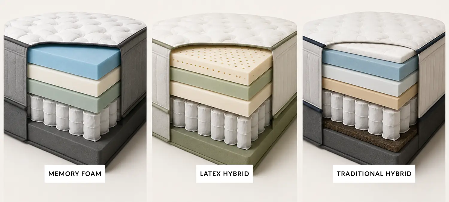 Memory Foam vs Latex Hybrid vs Traditional Hybrid