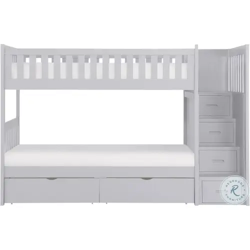 Orion Gray Youth Bunk Bedroom Set with Reversible Step Storage