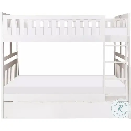 Galen White Full-over-Full Bunk Bed with Twin Trundle