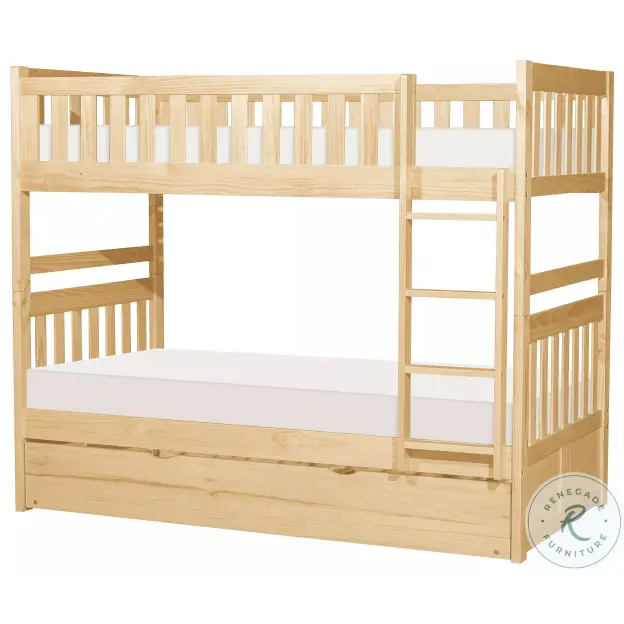 Bartly Natural Pine Twin Over Twin Bunk Bed with Trundle