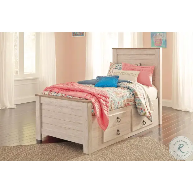 Willowton Whitewash Youth Storage Panel Bedroom Set