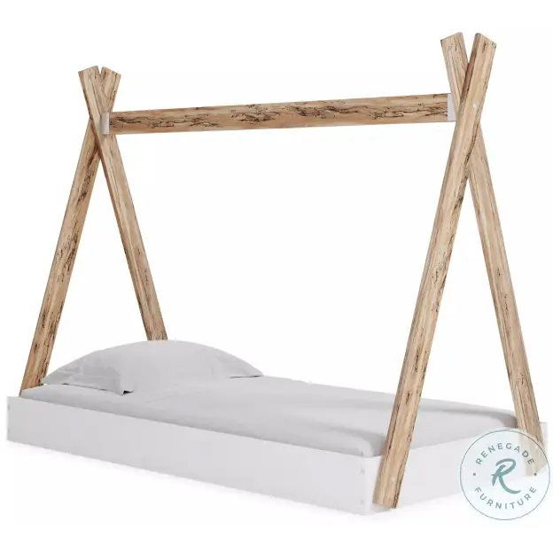 Piperton White and Natural Twin Tent Bed in Box