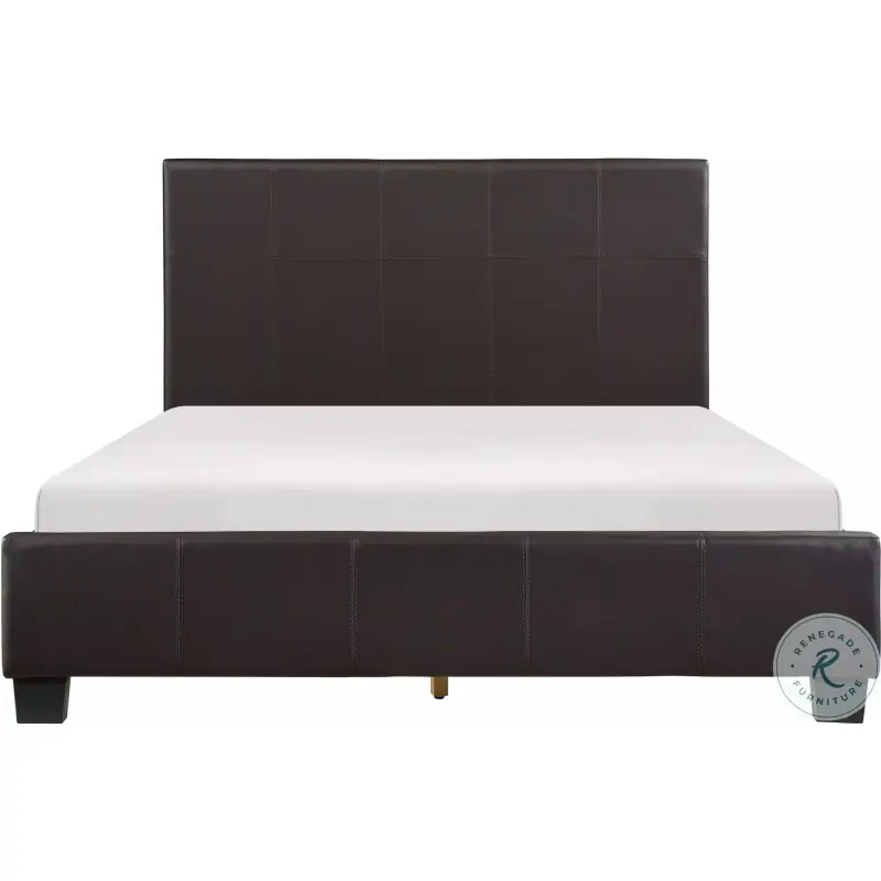 Lorenzi Dark Brown Queen Upholstered Platform Bed
