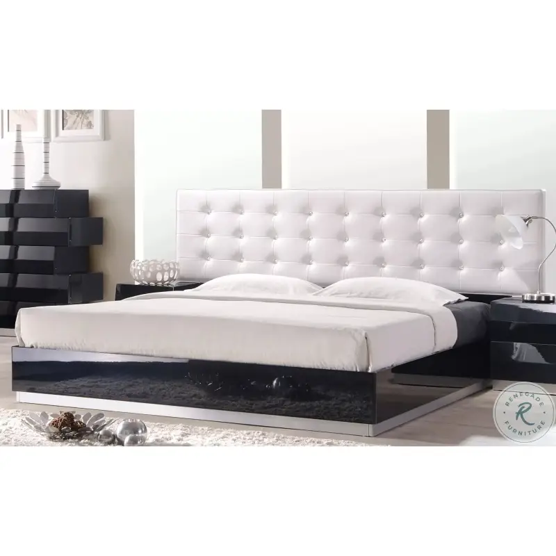 Milan Black Lacquer King Platform Bed