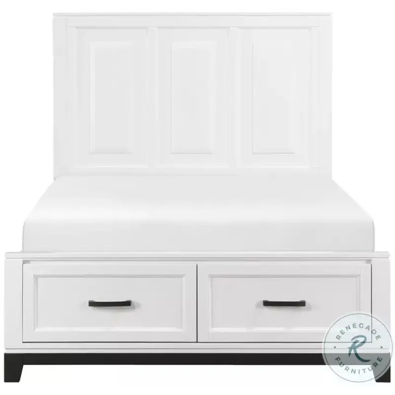 Garretson White and Metallic Gray Full Storage Platform Bed